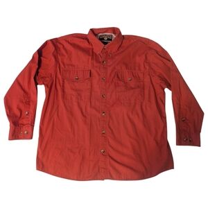 Duluth Trading Co. Orange*Cotton Vented Caped LS Button Collar Shirt Mens XL